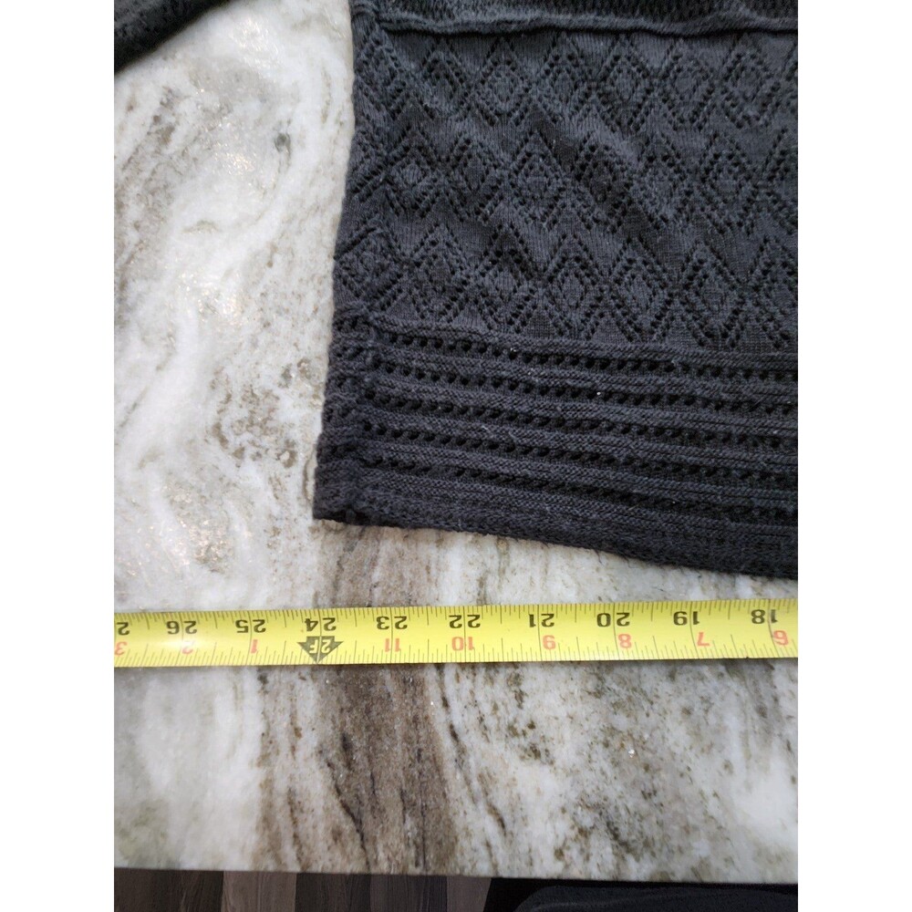 Woman's Sweater Cardigan 1X Black 3/4 Sleeve Plus size - Picture 2 of 6